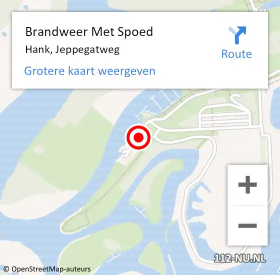 Locatie op kaart van de 112 melding: Brandweer Met Spoed Naar Hank, Jeppegatweg op 13 juli 2024 00:38