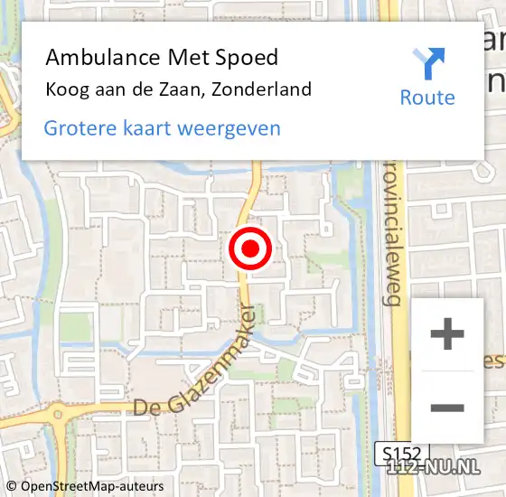 Locatie op kaart van de 112 melding: Ambulance Met Spoed Naar Koog aan de Zaan, Zonderland op 13 juli 2024 00:49