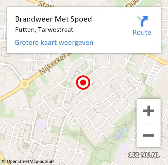 Locatie op kaart van de 112 melding: Brandweer Met Spoed Naar Putten, Tarwestraat op 13 juli 2024 00:59