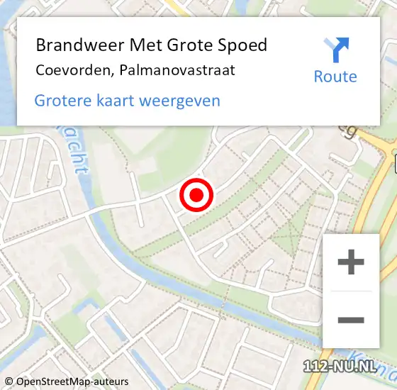 Locatie op kaart van de 112 melding: Brandweer Met Grote Spoed Naar Coevorden, Palmanovastraat op 13 juli 2024 01:09