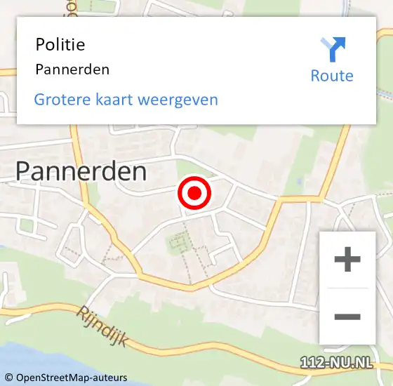 Locatie op kaart van de 112 melding: Politie Pannerden op 13 juli 2024 01:09