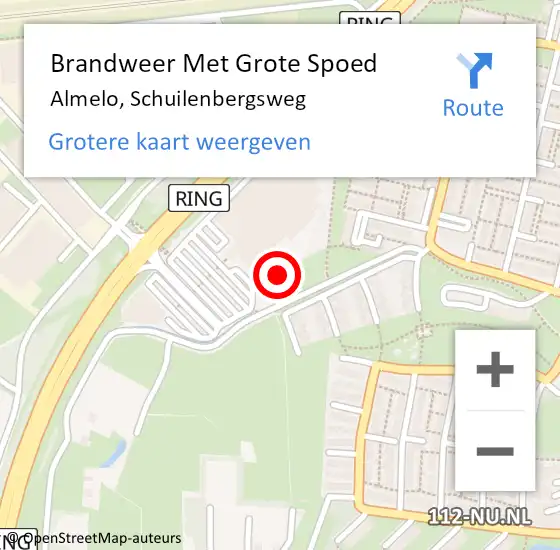 Locatie op kaart van de 112 melding: Brandweer Met Grote Spoed Naar Almelo, Schuilenbergsweg op 13 juli 2024 01:23