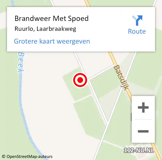 Locatie op kaart van de 112 melding: Brandweer Met Spoed Naar Ruurlo, Laarbraakweg op 13 juli 2024 02:10