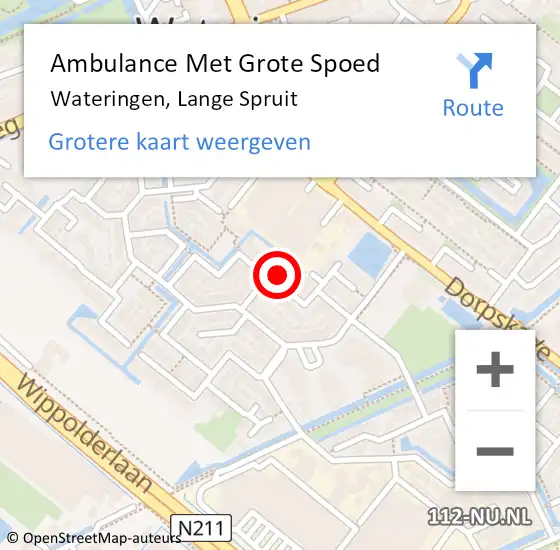 Locatie op kaart van de 112 melding: Ambulance Met Grote Spoed Naar Wateringen, Lange Spruit op 13 juli 2024 02:34