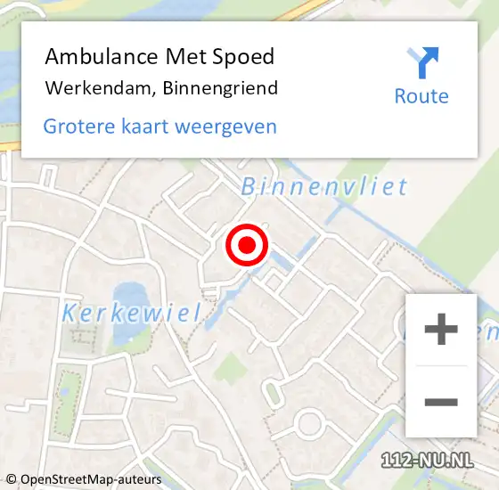 Locatie op kaart van de 112 melding: Ambulance Met Spoed Naar Werkendam, Binnengriend op 13 juli 2024 02:34