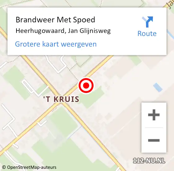 Locatie op kaart van de 112 melding: Brandweer Met Spoed Naar Heerhugowaard, Jan Glijnisweg op 13 juli 2024 02:43