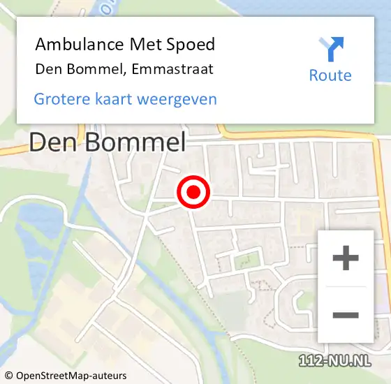 Locatie op kaart van de 112 melding: Ambulance Met Spoed Naar Den Bommel, Emmastraat op 13 juli 2024 02:57