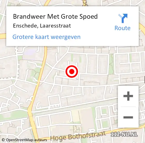 Locatie op kaart van de 112 melding: Brandweer Met Grote Spoed Naar Enschede, Laaresstraat op 13 juli 2024 03:02