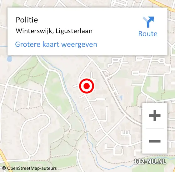 Locatie op kaart van de 112 melding: Politie Winterswijk, Ligusterlaan op 13 juli 2024 03:13