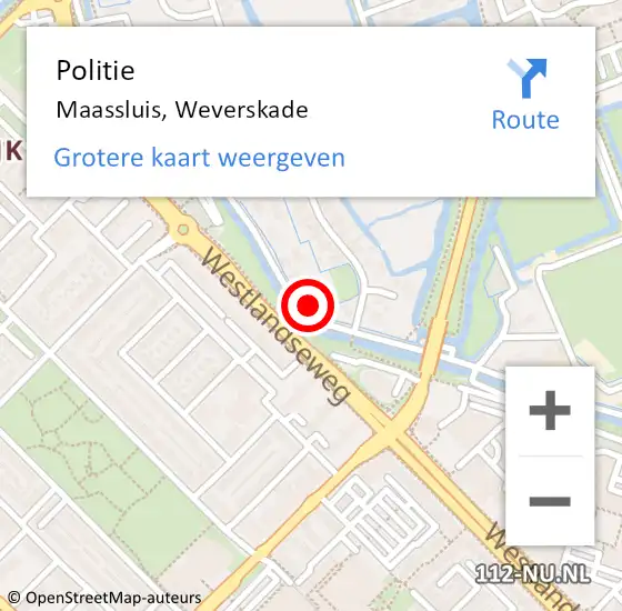 Locatie op kaart van de 112 melding: Politie Maassluis, Weverskade op 13 juli 2024 04:09