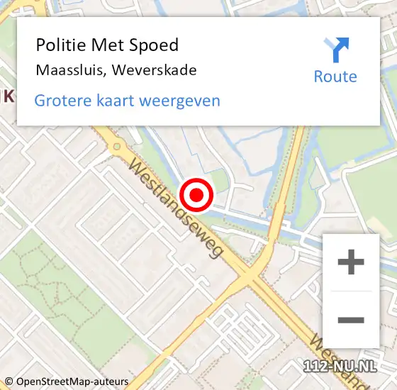 Locatie op kaart van de 112 melding: Politie Met Spoed Naar Maassluis, Weverskade op 13 juli 2024 04:10