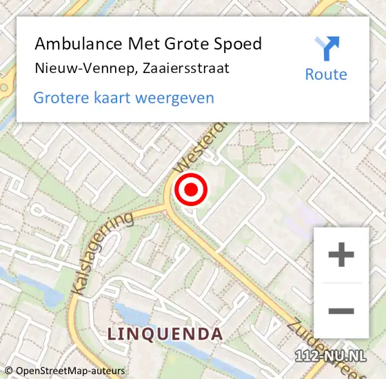 Locatie op kaart van de 112 melding: Ambulance Met Grote Spoed Naar Nieuw-Vennep, Zaaiersstraat op 13 juli 2024 04:13