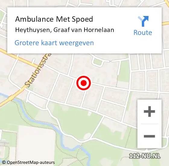 Locatie op kaart van de 112 melding: Ambulance Met Spoed Naar Heythuysen, Graaf van Hornelaan op 13 juli 2024 04:38