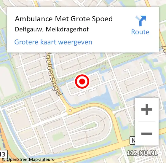 Locatie op kaart van de 112 melding: Ambulance Met Grote Spoed Naar Delfgauw, Melkdragerhof op 13 juli 2024 04:54