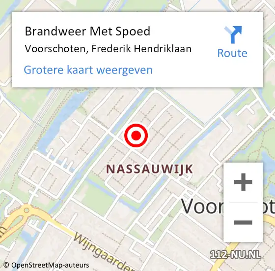 Locatie op kaart van de 112 melding: Brandweer Met Spoed Naar Voorschoten, Frederik Hendriklaan op 13 juli 2024 05:00