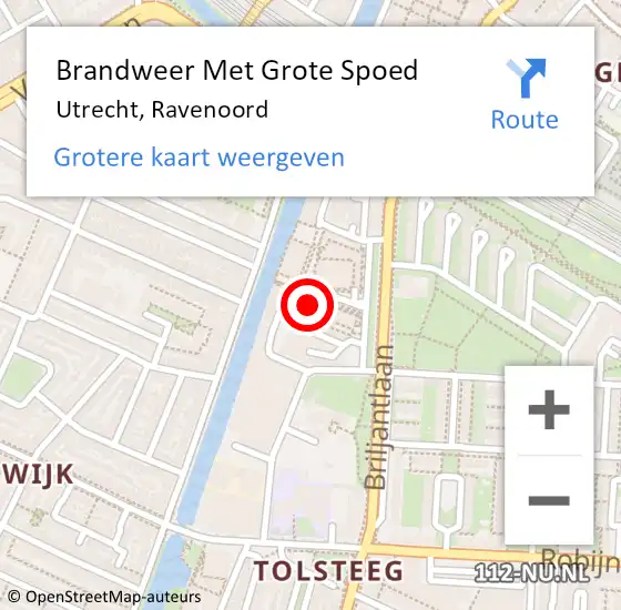 Locatie op kaart van de 112 melding: Brandweer Met Grote Spoed Naar Utrecht, Ravenoord op 13 juli 2024 05:10