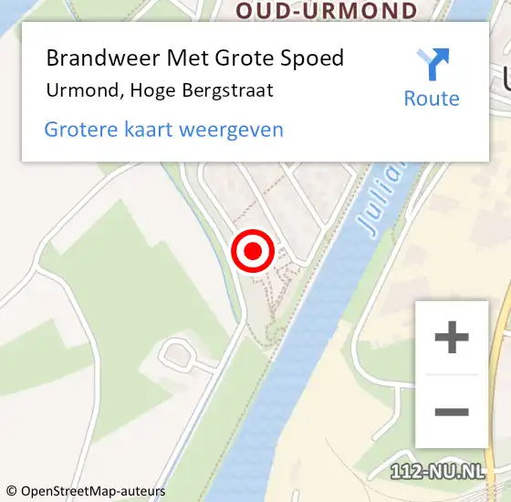 Locatie op kaart van de 112 melding: Brandweer Met Grote Spoed Naar Urmond, Hoge Bergstraat op 13 juli 2024 05:29