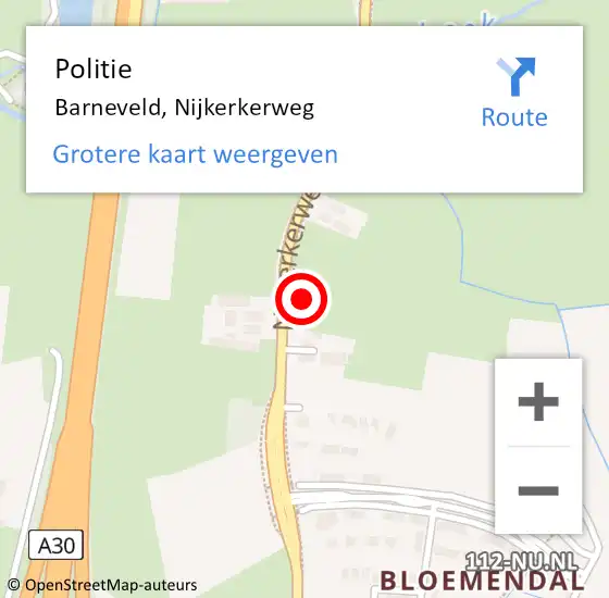 Locatie op kaart van de 112 melding: Politie Barneveld, Nijkerkerweg op 13 juli 2024 06:17