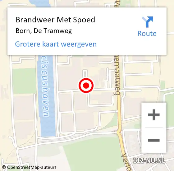 Locatie op kaart van de 112 melding: Brandweer Met Spoed Naar Born, De Tramweg op 13 juli 2024 06:46