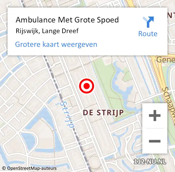 Locatie op kaart van de 112 melding: Ambulance Met Grote Spoed Naar Rijswijk, Lange Dreef op 13 juli 2024 06:50