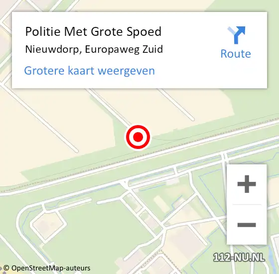 Locatie op kaart van de 112 melding: Politie Met Grote Spoed Naar Nieuwdorp, Europaweg Zuid op 13 juli 2024 07:00