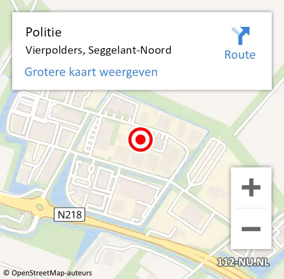 Locatie op kaart van de 112 melding: Politie Vierpolders, Seggelant-Noord op 13 juli 2024 07:24