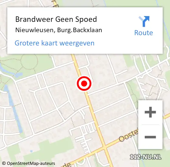 Locatie op kaart van de 112 melding: Brandweer Geen Spoed Naar Nieuwleusen, Burg.Backxlaan op 13 juli 2024 07:48