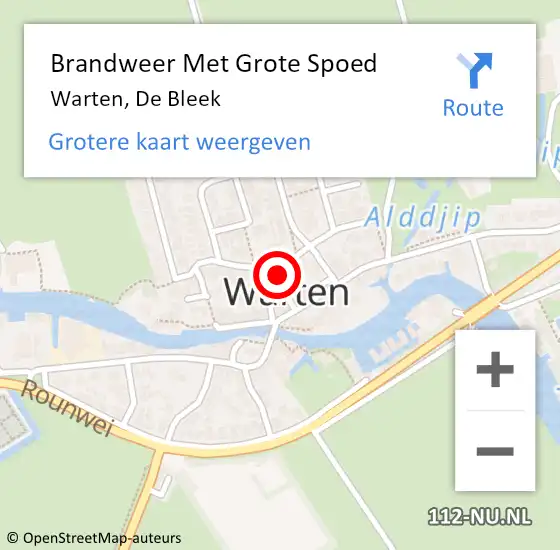 Locatie op kaart van de 112 melding: Brandweer Met Grote Spoed Naar Warten, De Bleek op 13 juli 2024 08:06