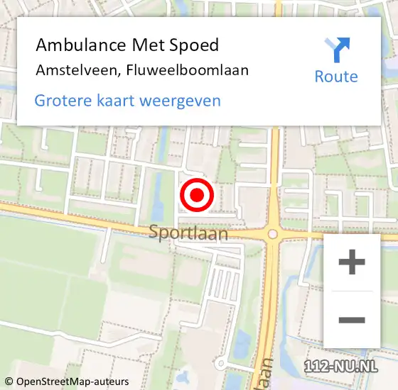 Locatie op kaart van de 112 melding: Ambulance Met Spoed Naar Amstelveen, Fluweelboomlaan op 13 juli 2024 08:16