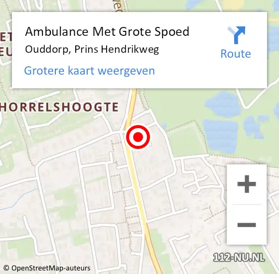 Locatie op kaart van de 112 melding: Ambulance Met Grote Spoed Naar Ouddorp, Prins Hendrikweg op 13 juli 2024 08:46