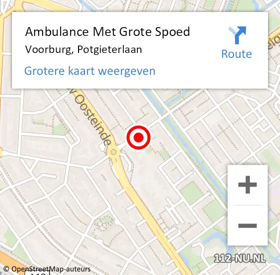 Locatie op kaart van de 112 melding: Ambulance Met Grote Spoed Naar Voorburg, Potgieterlaan op 13 juli 2024 09:19