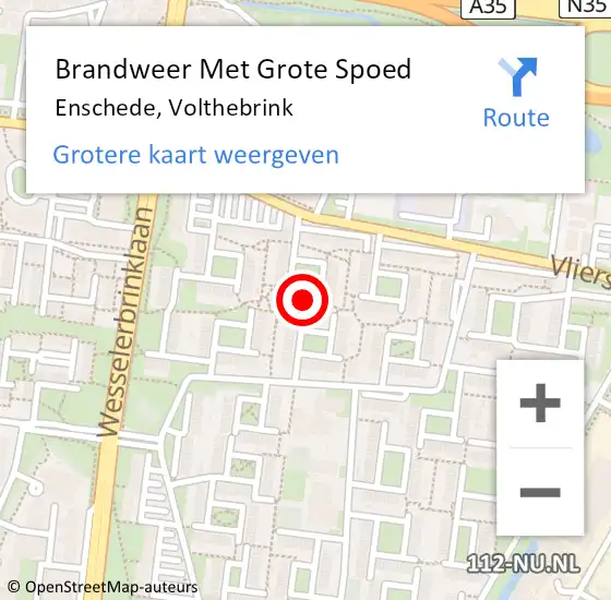 Locatie op kaart van de 112 melding: Brandweer Met Grote Spoed Naar Enschede, Volthebrink op 13 juli 2024 09:44