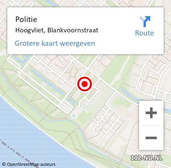 Locatie op kaart van de 112 melding: Politie Hoogvliet, Blankvoornstraat op 13 juli 2024 09:52