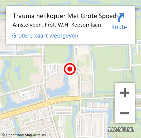 Locatie op kaart van de 112 melding: Trauma helikopter Met Grote Spoed Naar Amstelveen, Prof. W.H. Keesomlaan op 13 juli 2024 09:56