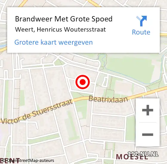 Locatie op kaart van de 112 melding: Brandweer Met Grote Spoed Naar Weert, Henricus Woutersstraat op 13 juli 2024 10:02