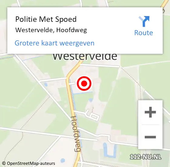 Locatie op kaart van de 112 melding: Politie Met Spoed Naar Westervelde, Hoofdweg op 13 juli 2024 10:06