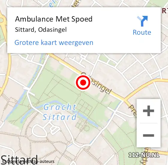 Locatie op kaart van de 112 melding: Ambulance Met Spoed Naar Sittard, Odasingel op 13 juli 2024 10:08