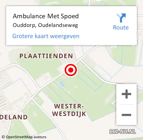 Locatie op kaart van de 112 melding: Ambulance Met Spoed Naar Ouddorp, Oudelandseweg op 13 juli 2024 10:08