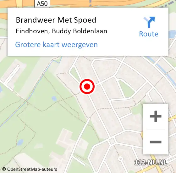 Locatie op kaart van de 112 melding: Brandweer Met Spoed Naar Eindhoven, Buddy Boldenlaan op 13 juli 2024 10:26