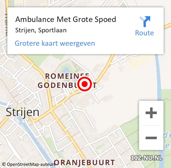 Locatie op kaart van de 112 melding: Ambulance Met Grote Spoed Naar Strijen, Sportlaan op 13 juli 2024 10:36