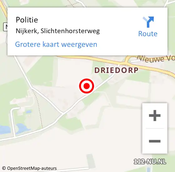 Locatie op kaart van de 112 melding: Politie Nijkerk, Slichtenhorsterweg op 13 juli 2024 10:37