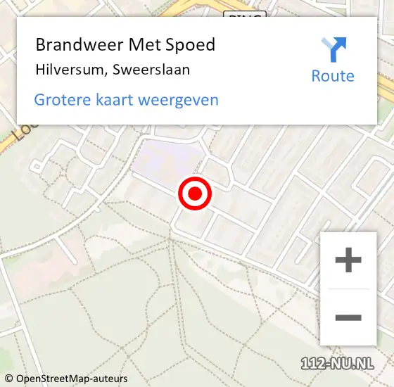 Locatie op kaart van de 112 melding: Brandweer Met Spoed Naar Hilversum, Sweerslaan op 13 juli 2024 10:42