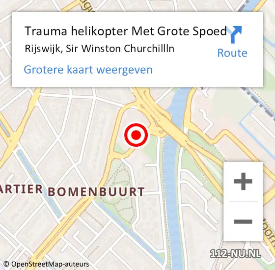 Locatie op kaart van de 112 melding: Trauma helikopter Met Grote Spoed Naar Rijswijk, Sir Winston Churchillln op 13 juli 2024 10:44