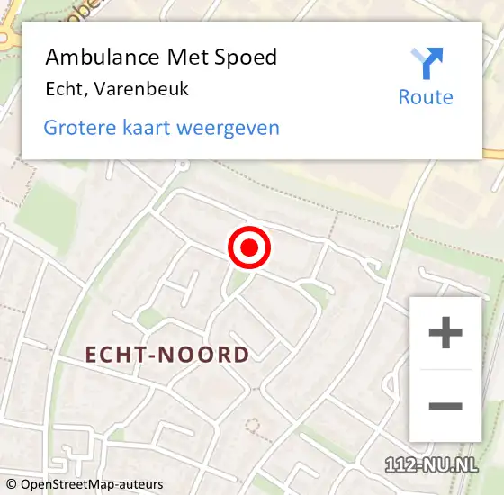 Locatie op kaart van de 112 melding: Ambulance Met Spoed Naar Echt, Varenbeuk op 13 oktober 2014 00:28