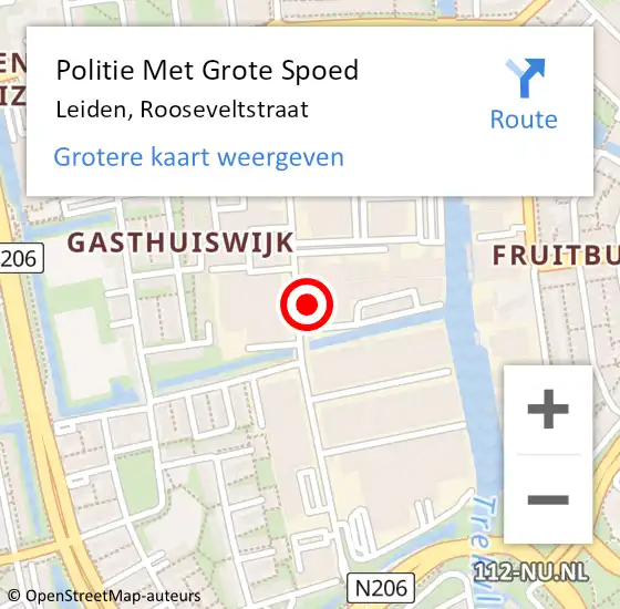 Locatie op kaart van de 112 melding: Politie Met Grote Spoed Naar Leiden, Rooseveltstraat op 13 juli 2024 10:49