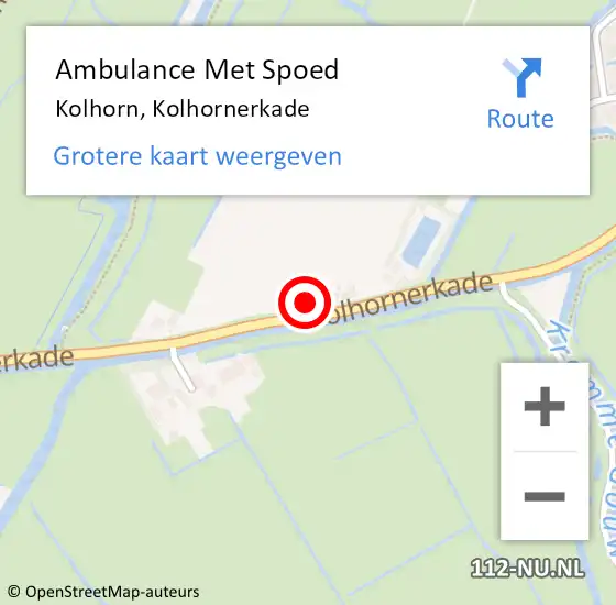 Locatie op kaart van de 112 melding: Ambulance Met Spoed Naar Kolhorn, Kolhornerkade op 13 juli 2024 10:50