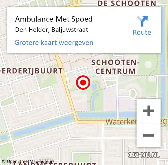 Locatie op kaart van de 112 melding: Ambulance Met Spoed Naar Den Helder, Baljuwstraat op 13 juli 2024 11:24