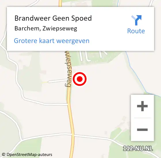 Locatie op kaart van de 112 melding: Brandweer Geen Spoed Naar Barchem, Zwiepseweg op 13 juli 2024 11:40