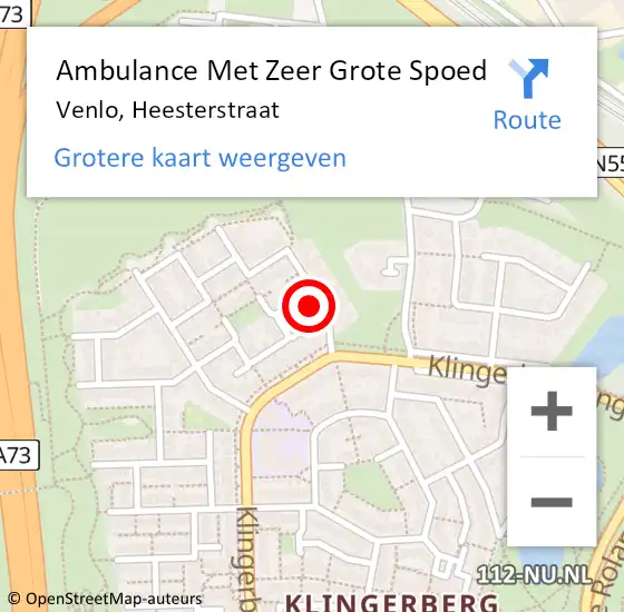 Locatie op kaart van de 112 melding: Ambulance Met Zeer Grote Spoed Naar Venlo, Heesterstraat op 13 juli 2024 11:52