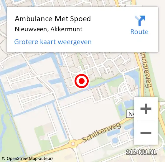 Locatie op kaart van de 112 melding: Ambulance Met Spoed Naar Nieuwveen, Akkermunt op 13 juli 2024 11:53